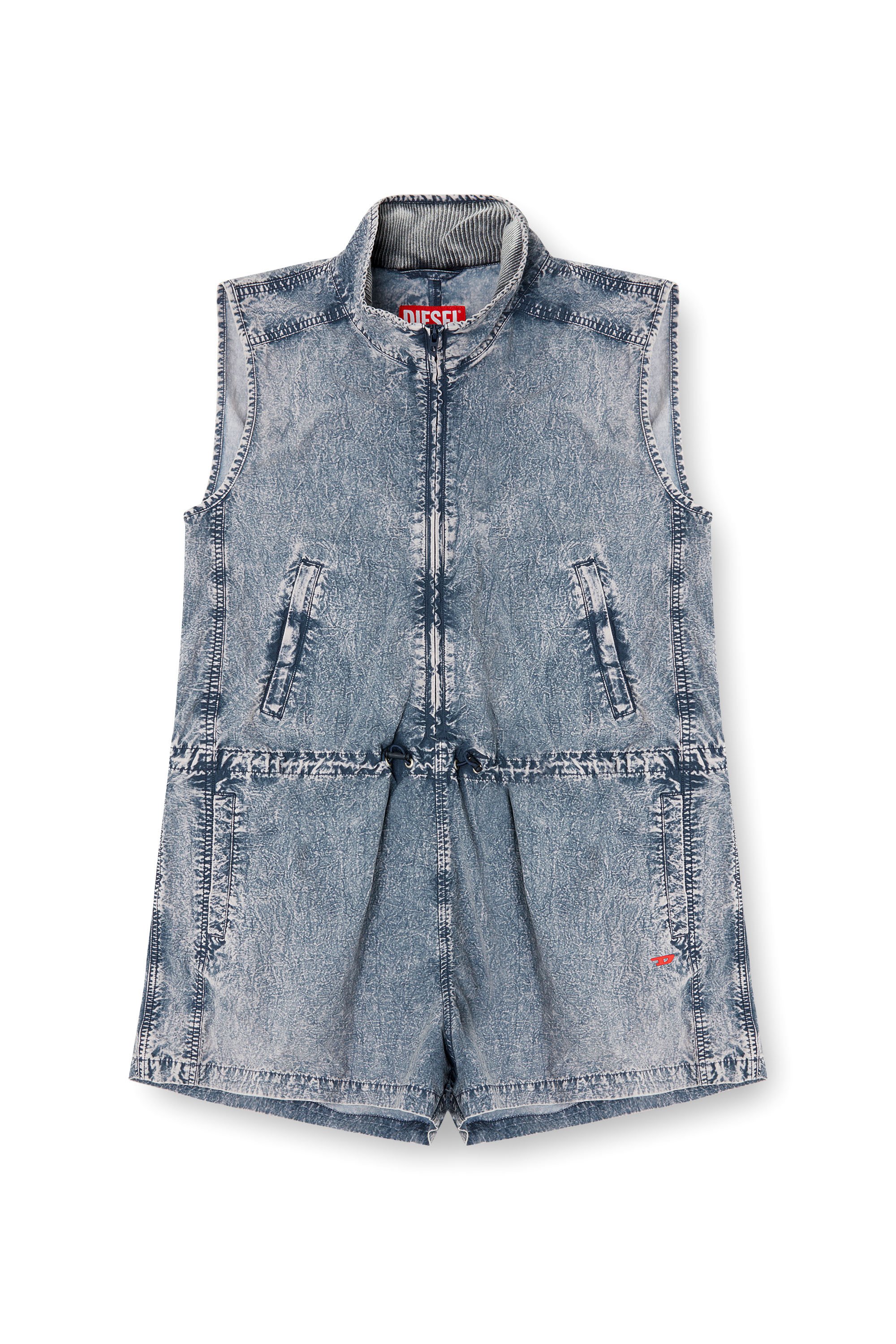 Diesel - J-ANNET, Woman's Playsuit in treated nylon in Light Blue - 3