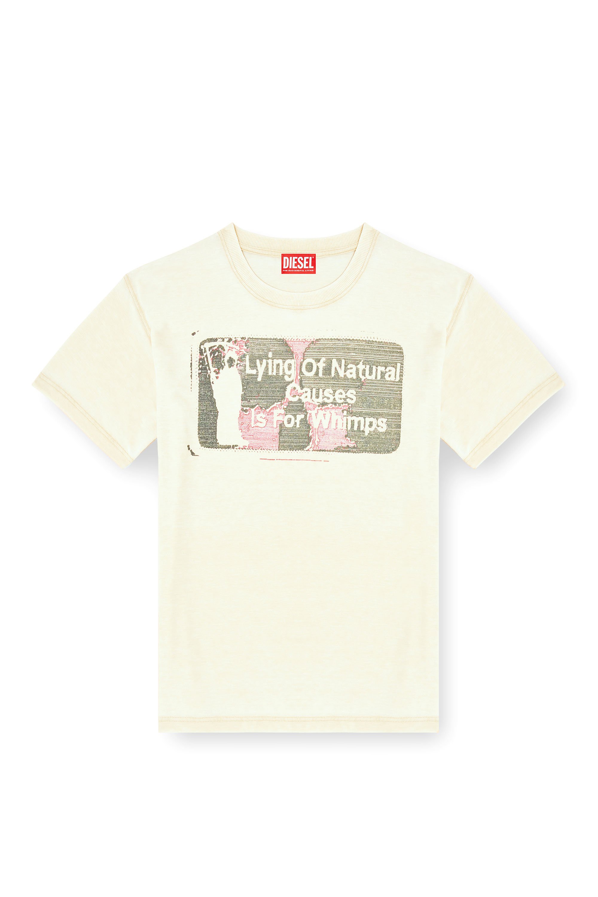 Diesel - T-NORM-T2, Man's Slogan T-shirt with burnout wash in Beige - 3
